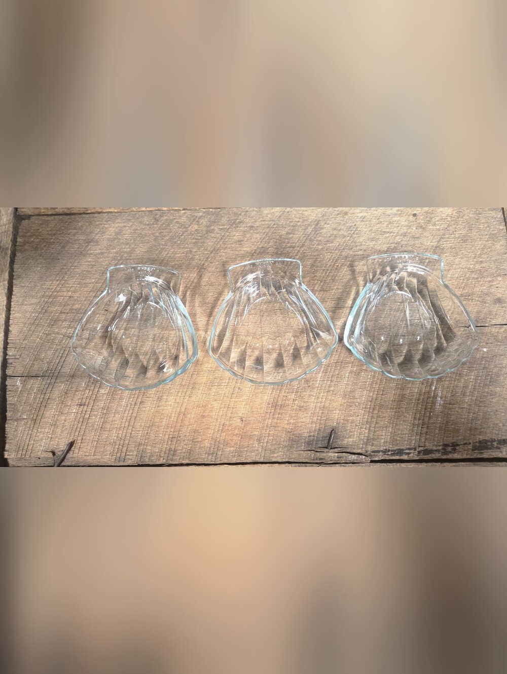 Vintage Pyrex France Clear Glass Scallop Shell Dishes Model 435, Set of 3 Bin 1H